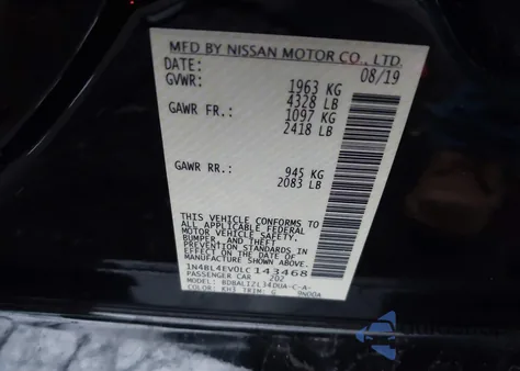 2020 Nissan Altima Sl Fwd z USA, uszkodzony, nr VIN 1N4BL4EV0LC143468